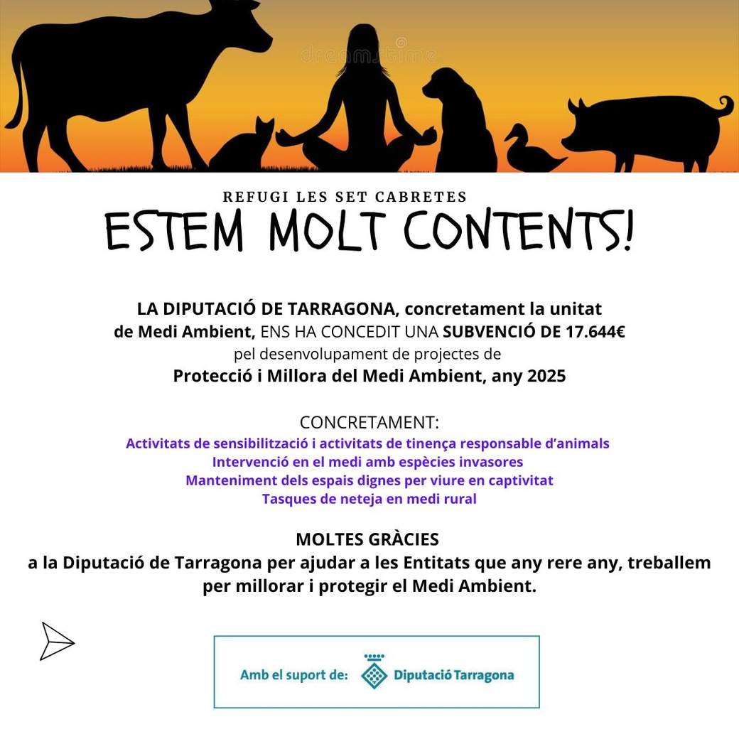 Cartell d'agraïment a la Diputació de Tarragona per la subvenció de medi ambient 2025