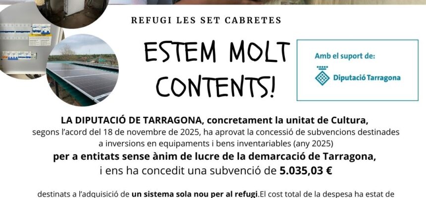 Subvenció Diputació de Tarragona “Sistema Energía Solar”