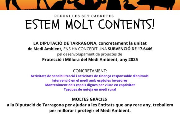 Subvenció Diputació de Tarragona “Protecció i Millora del Medi Ambient 2025”